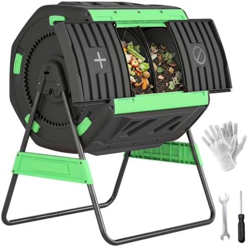 Green dual chamber fifty three gallon tumbler