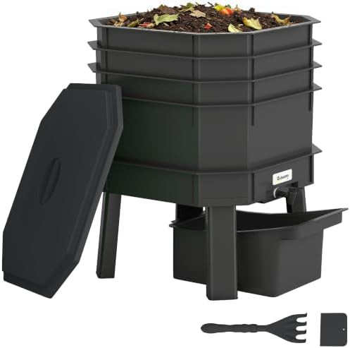 Black four tray indoor worm farm
