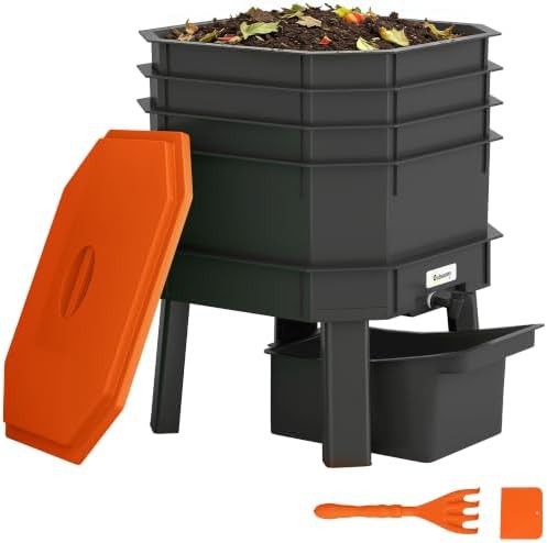 Orange four tray indoor worm farm
