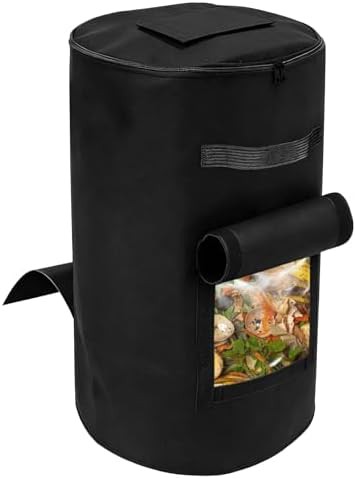 Black fabric outdoor bin with viewing port