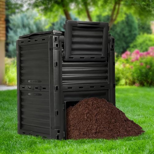 Large black stationary outdoor compost bin