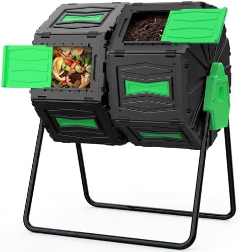 Large dual chamber tumbling composter 45 gal