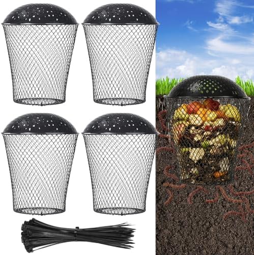 Four pack of metal inground worm composters