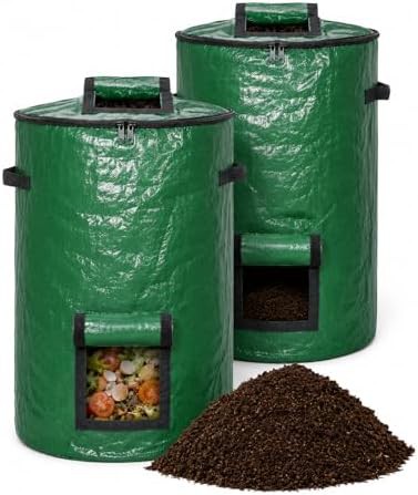 Collapsible outdoor compost bag pair