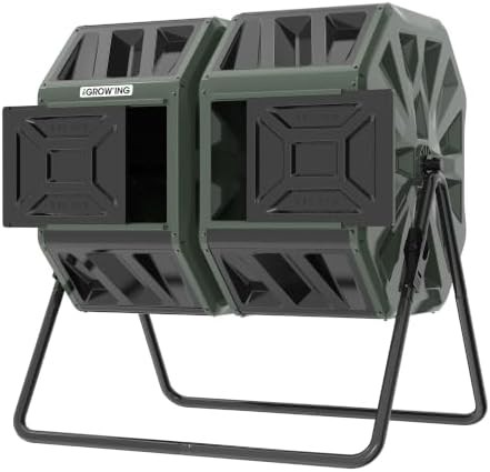 Large green dual chamber compost barrel