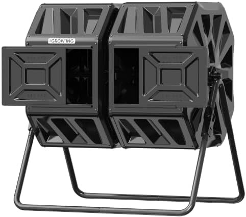 Large black dual chamber compost barrel