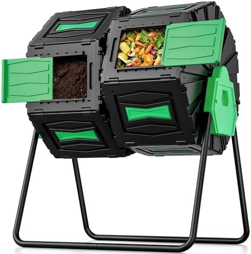 Dual chamber rotating outdoor compost tumbler 45Gal