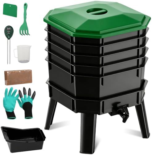Stackable five layer worm farm kit