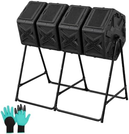 Four chamber outdoor rotating compost tumbler